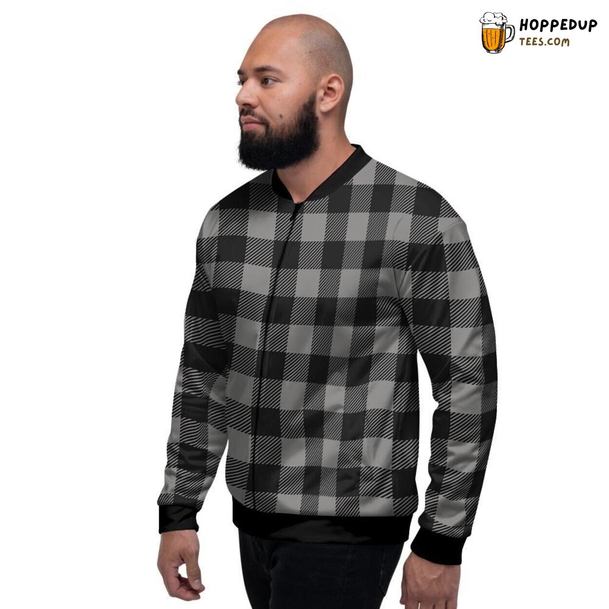Timeless Grey Plaid Design Men’s Bomber Jacket Classic Checked Fashion