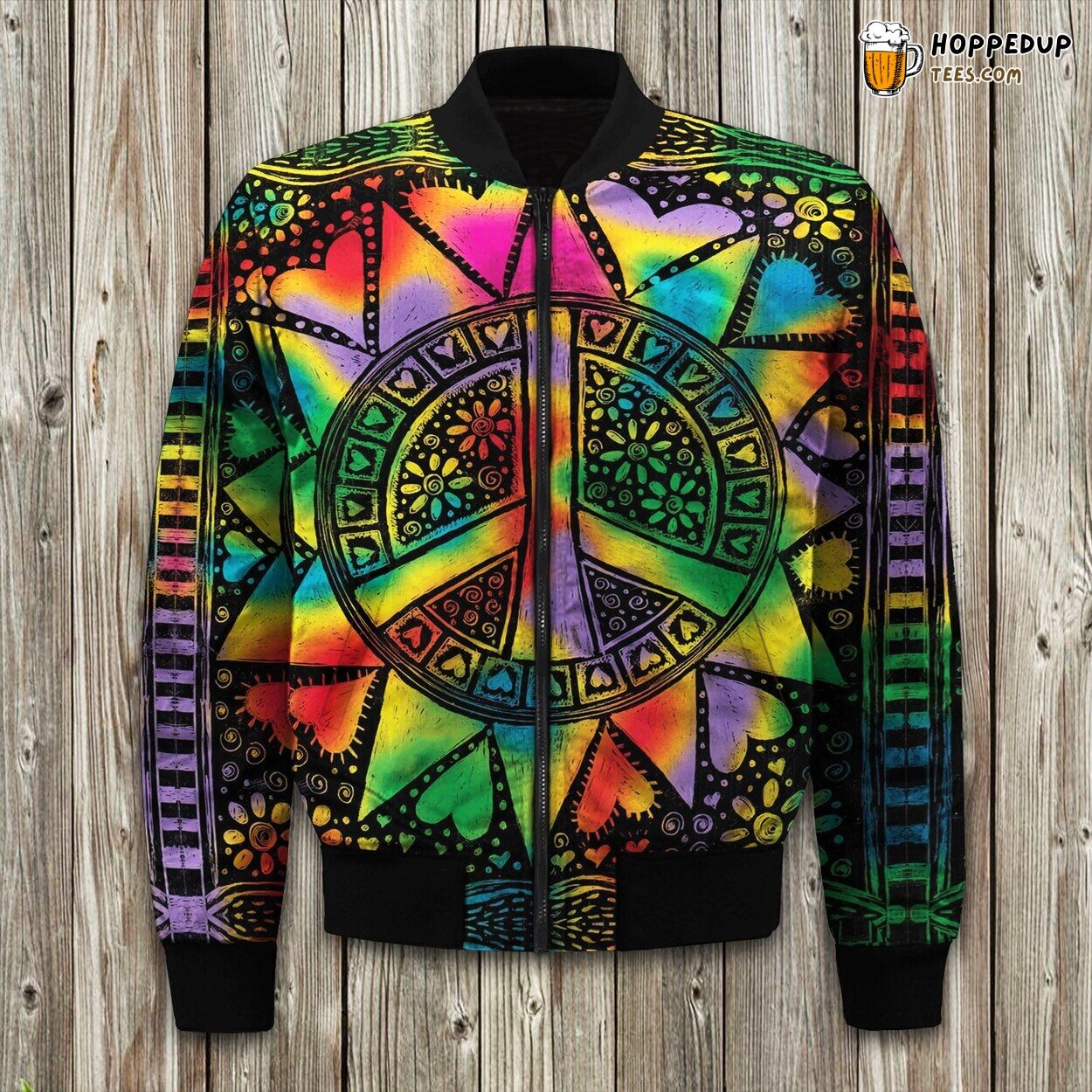Timeless Peace Sign Symbol Winter Bomber Jacket Fashion’s Statement