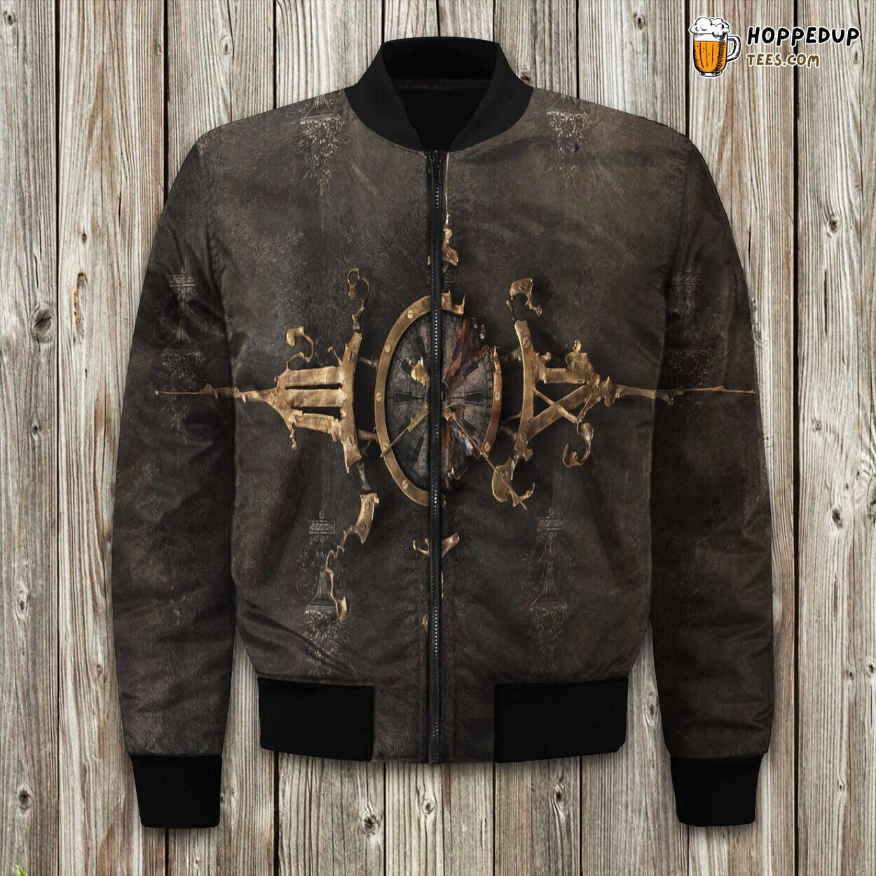 Timepiece Steampunk Clock Winter Bomber Jacket Tailored Unique Design