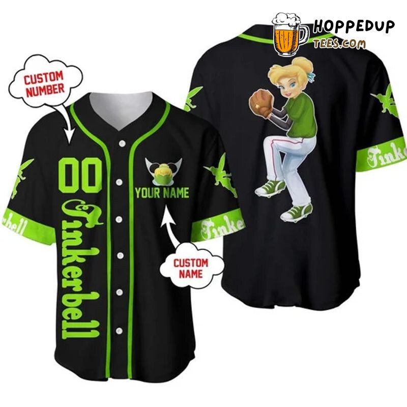 Tinker Bell Baseball Black Personalized Unisex Jersey Print
