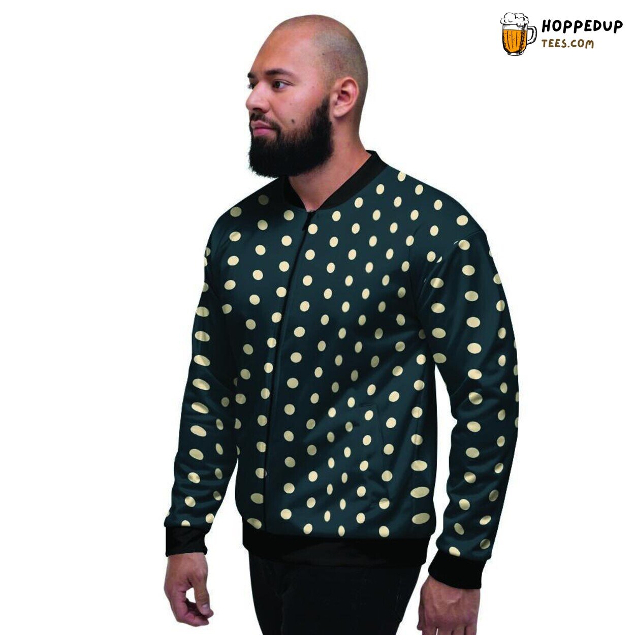 Tiny Black Polka Dot Vintage Men’s Bomber Jacket Classic Spotted Design Look