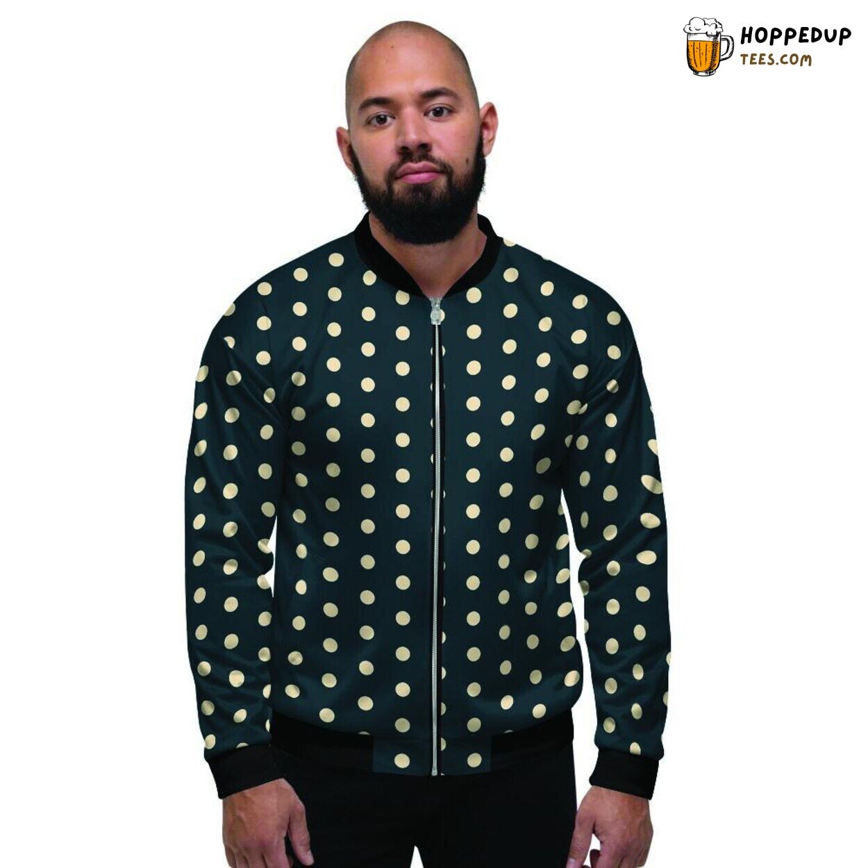 Tiny Black Polka Dot Vintage Men’s Bomber Jacket Classic Spotted Design Look