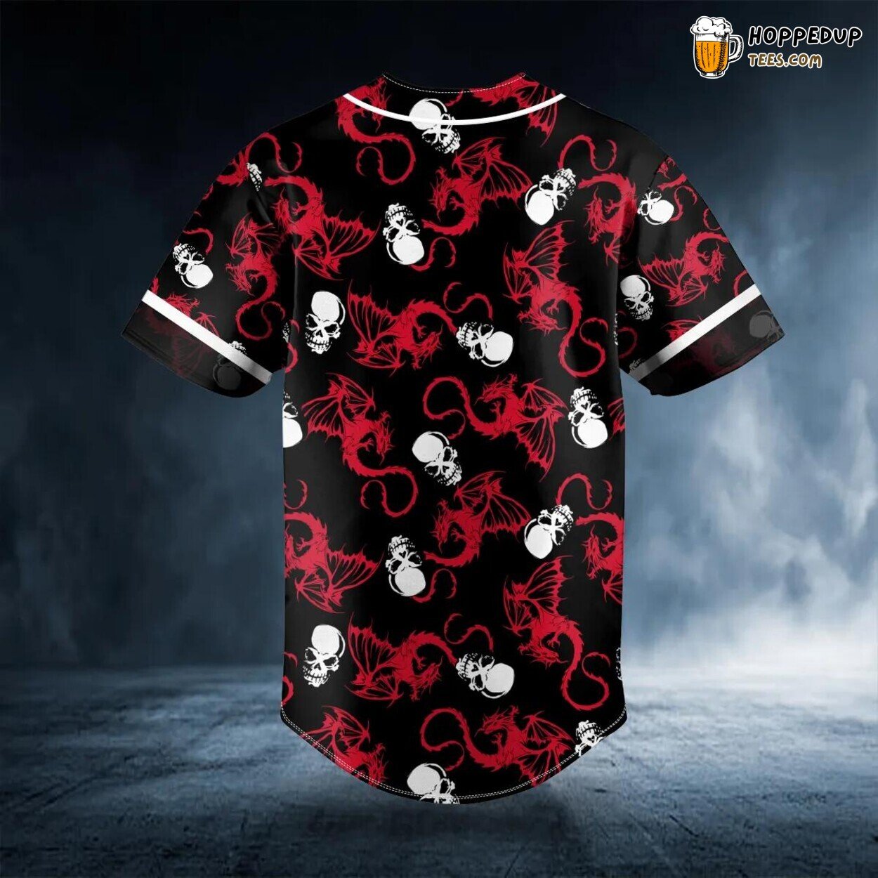 Tiny Dragon Red White Skull Baseball Jersey Viking Graphic Tees 3D Print Special