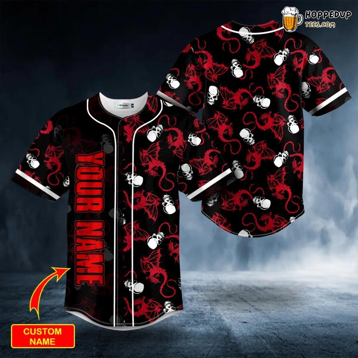 Tiny Dragon Red White Skull Unique Tailored Baseball Jersey Design