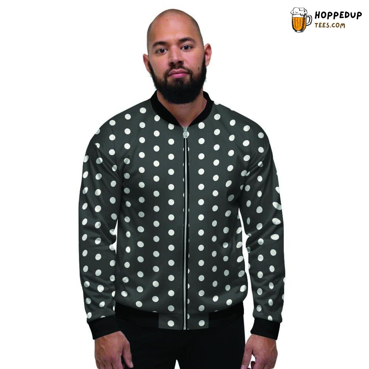 Tiny Polka Dot Black Classic Design Men’s Bomber Jacket Retro Pattern Display