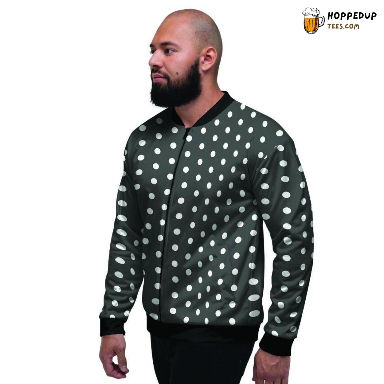 Tiny Polka Dot Black Classic Design Men’s Bomber Jacket Retro Pattern Display