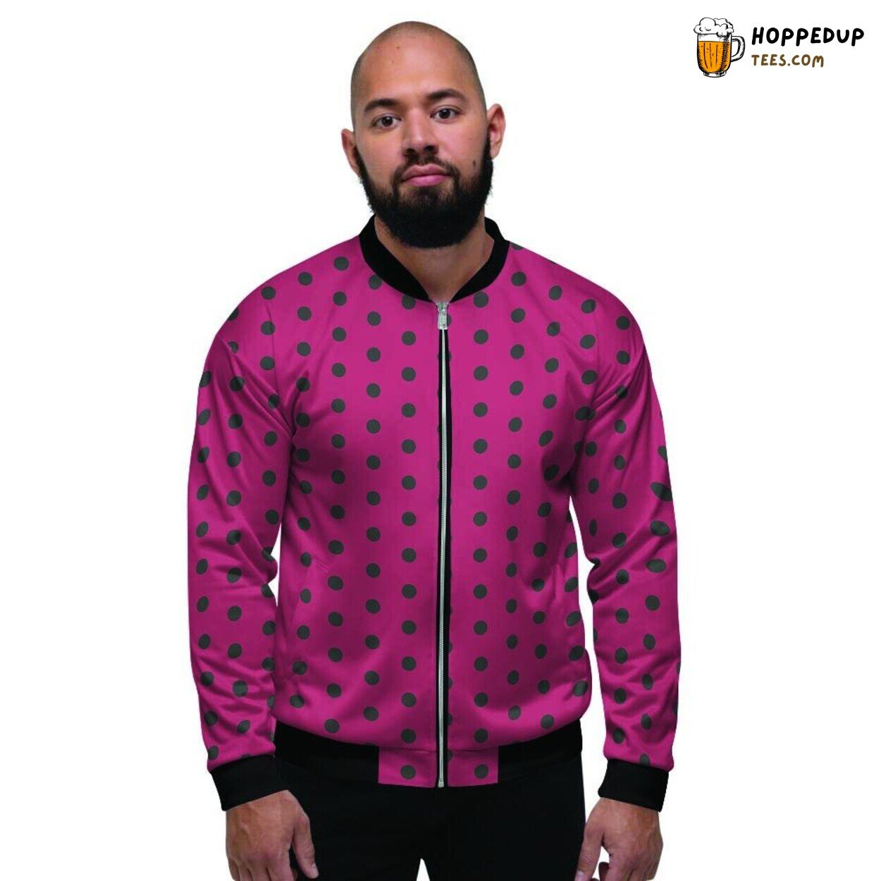 Tiny Polka Dot Black Pink Vintage Men’s Bomber Jacket Classic Spotted Design