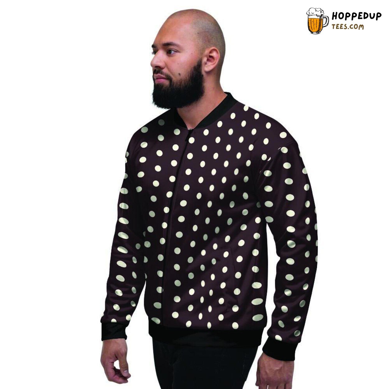 Tiny Polka Dot White Black Design Men’s Bomber Jacket Classic Pattern Tribute