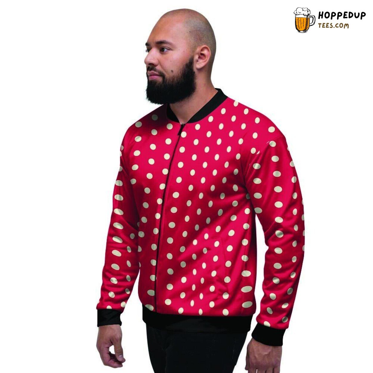 Tiny Red Polka Dot Classic Design Men’s Bomber Jacket Vibrant Pattern Fashion