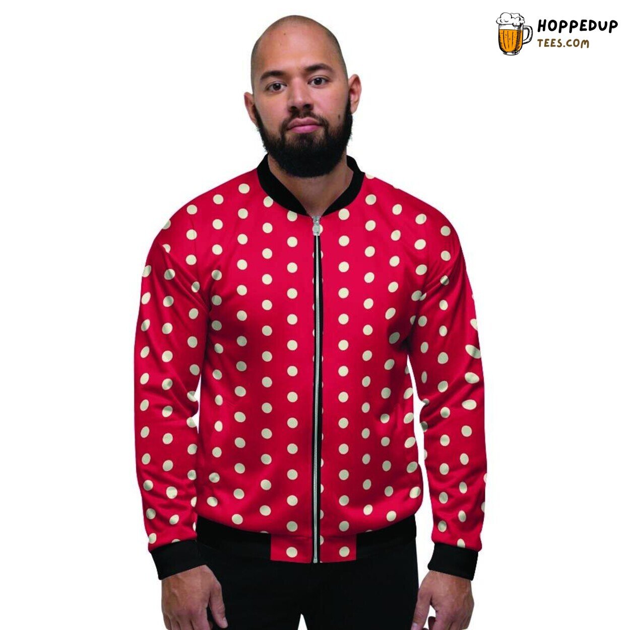 Tiny Red Polka Dot Classic Design Men’s Bomber Jacket Vibrant Pattern Fashion
