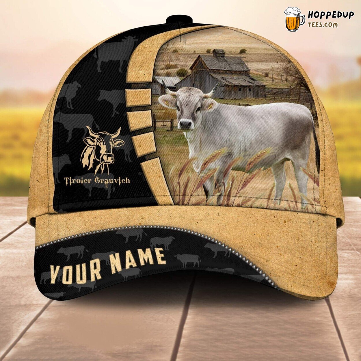 Tiroler Grauvieh Retro Custom Baseball Cap Farm Lovers 3D Print Animal Pattern
