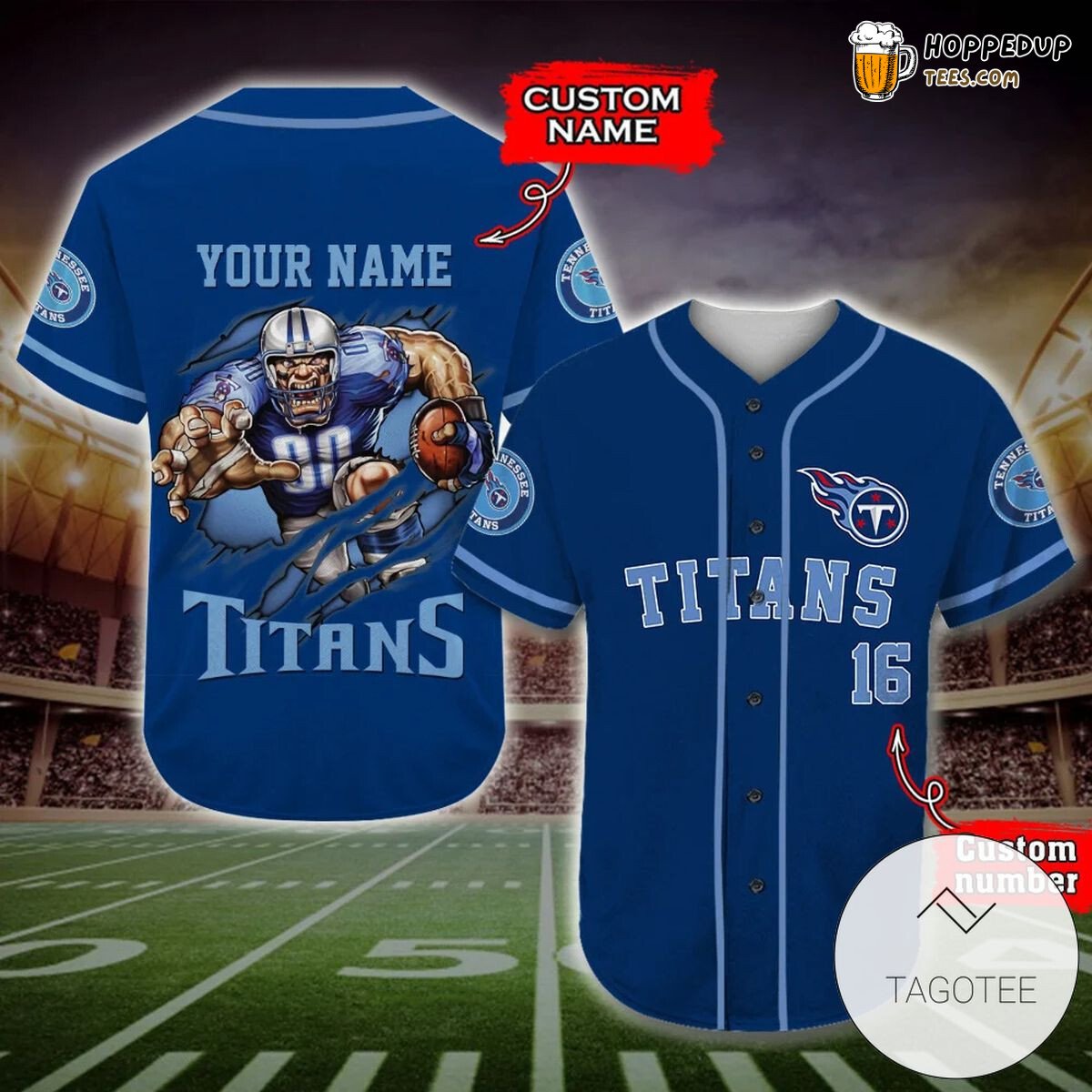 Titans Navy Blue Custom Design Unisex NFL Baseball Jersey Bold Look
