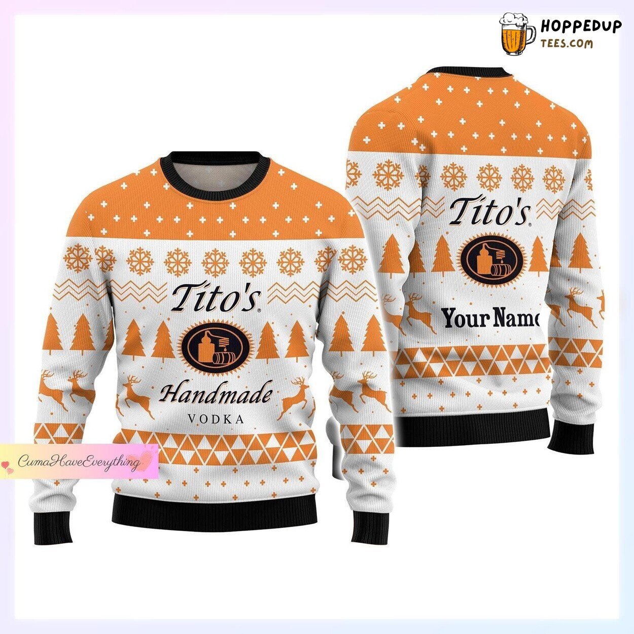 Tito Personalized Ugly Christmas Sweater Vodka Festive Winter Wear