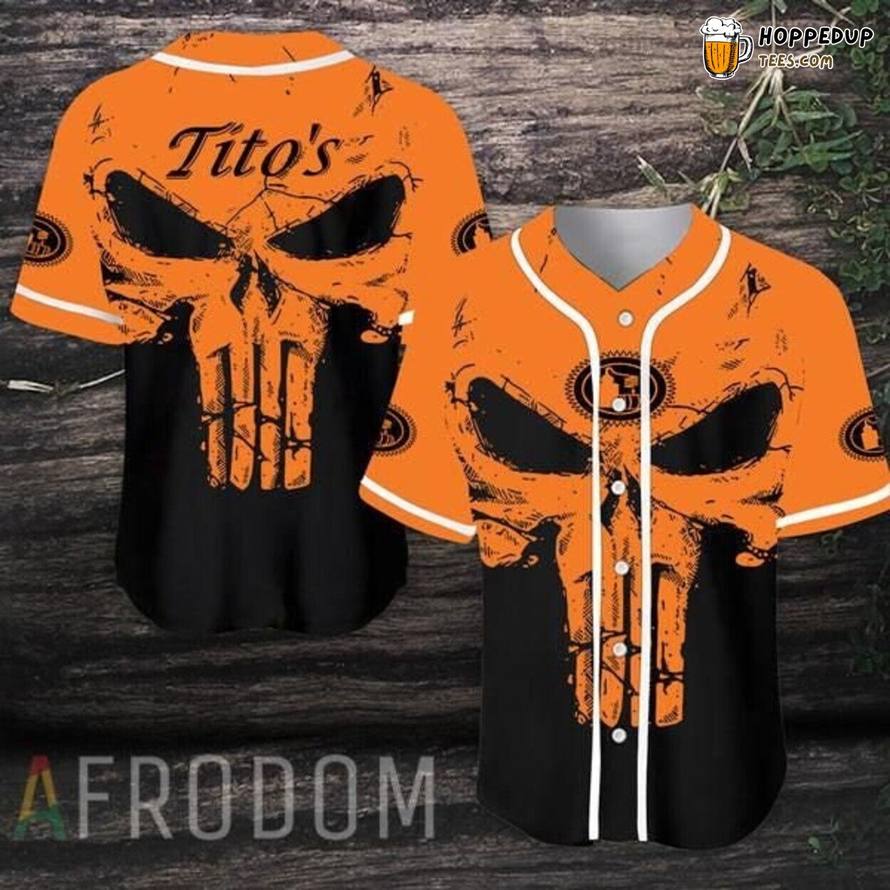 Tito’s Vodka Retro Skull Branded Baseball Jersey Distillery Cool