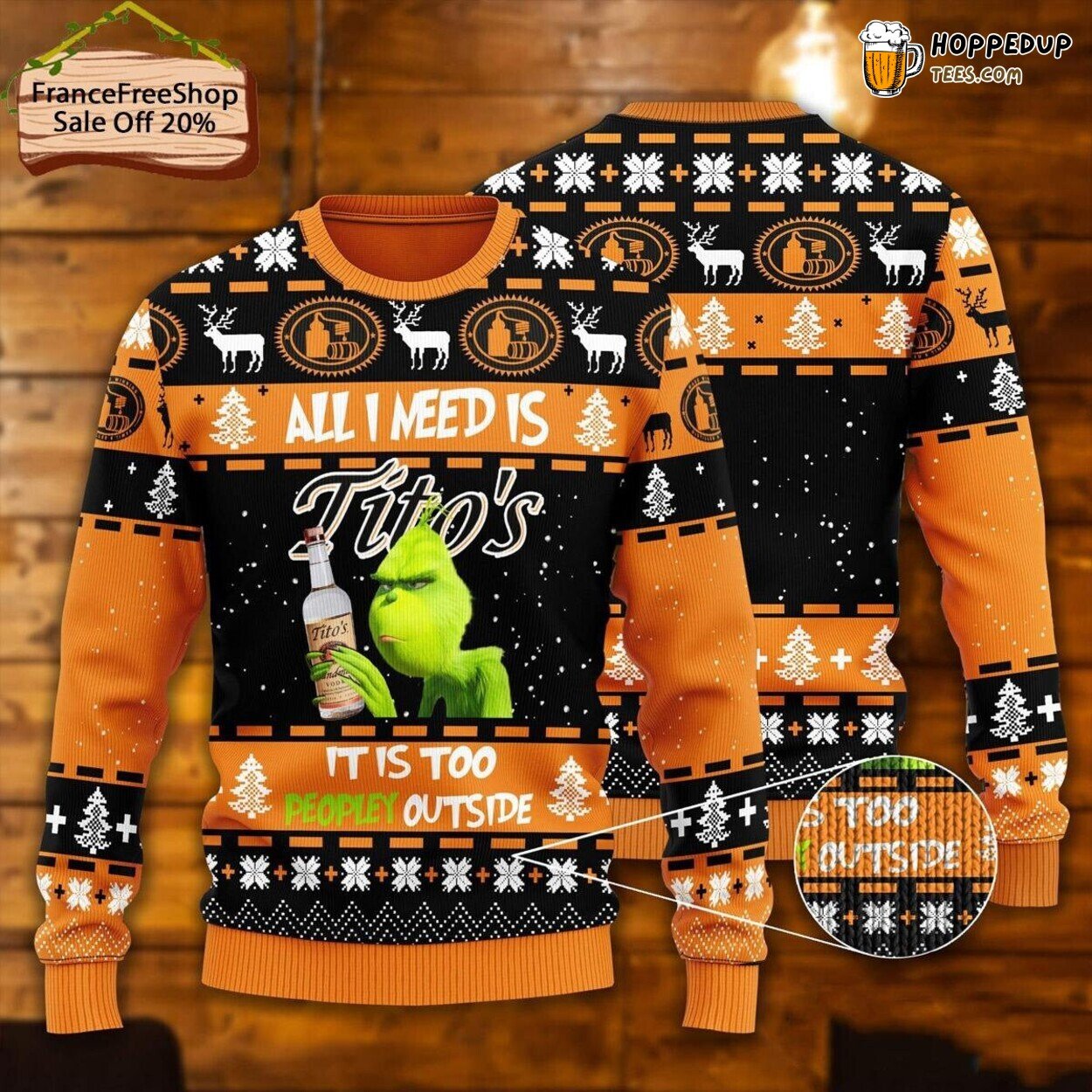 Titos Vodka Themed Ugly Christmas Sweater Wine Inspired Festive Wear