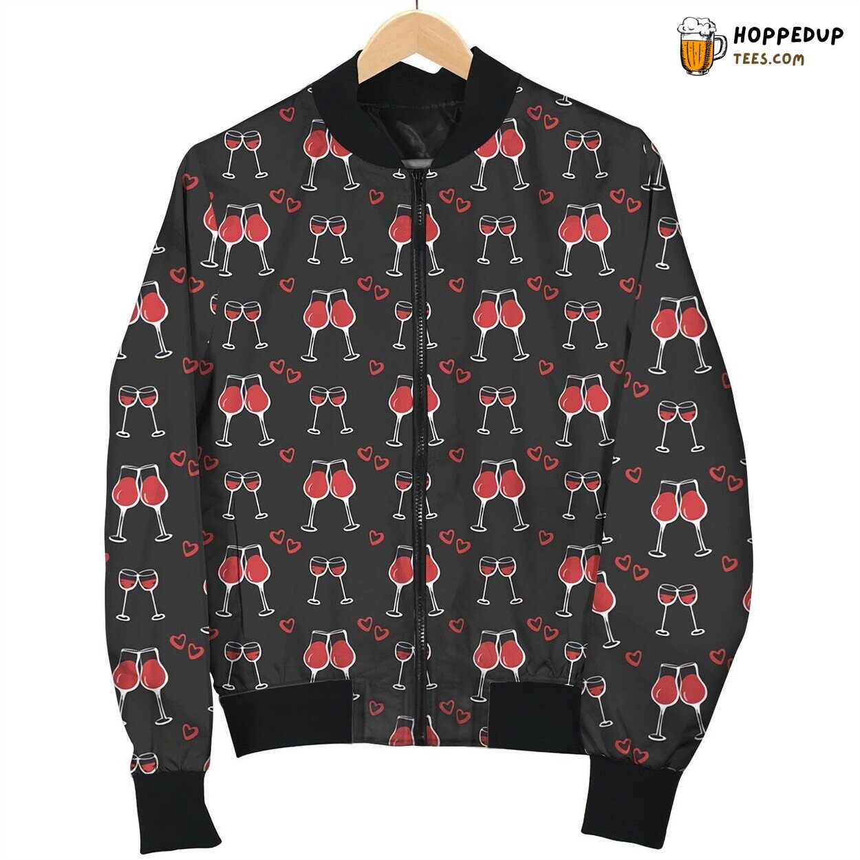 Toasting Wine Glasses Cheers Winter Bomber Jacket Design