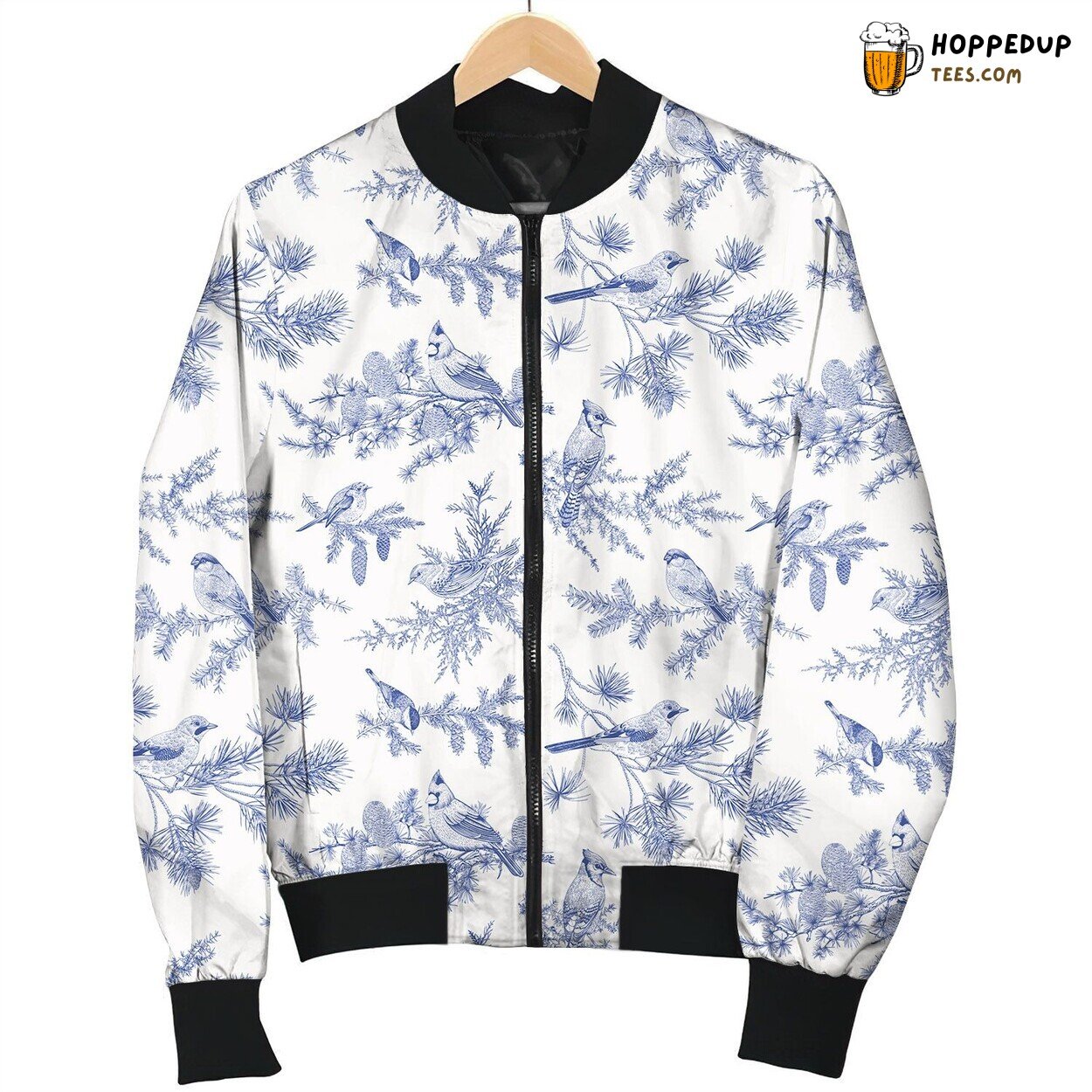 Toile Christmas Blue Bomber Jacket