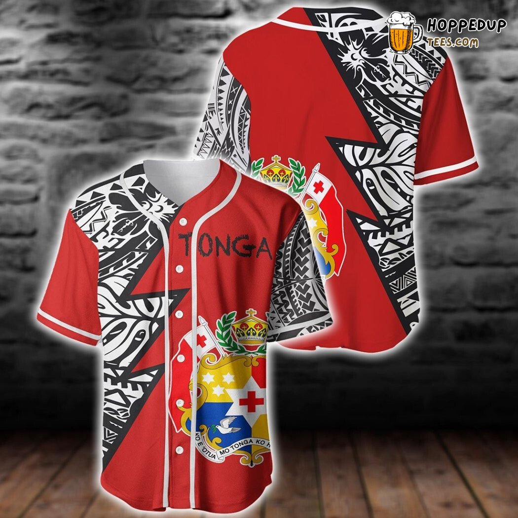 Tonga Coat Of Arms Polynesian Tattoo Baseball Tee Jersey Shirts 3D