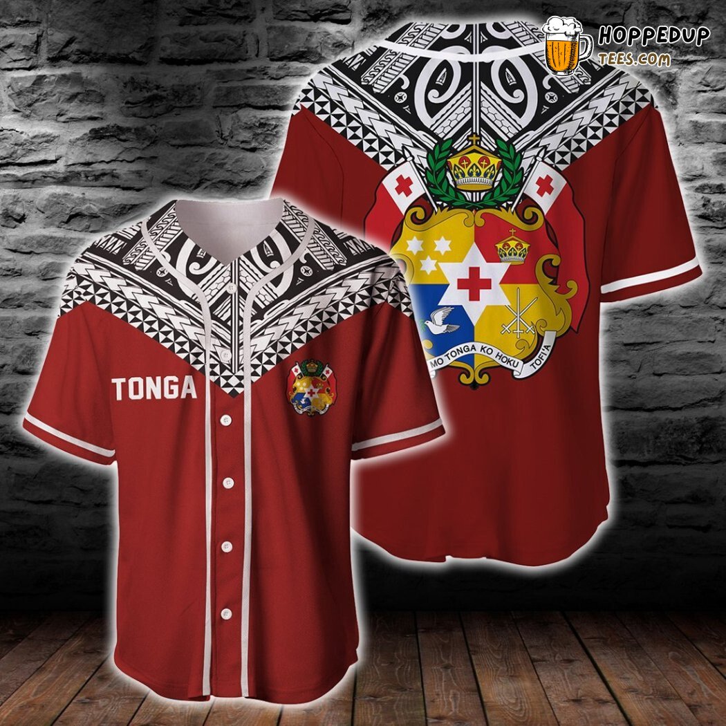 Tonga Polynesian Symbol Baseball Tee Jersey Shirts 3D Tonga Polynesian Symbol Baseball Tee Jersey Shirts 3D