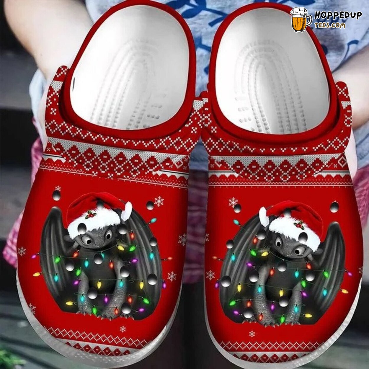 Toothless Santa Hat Ugly Pattern Christmas Comfortable Unique Clogs