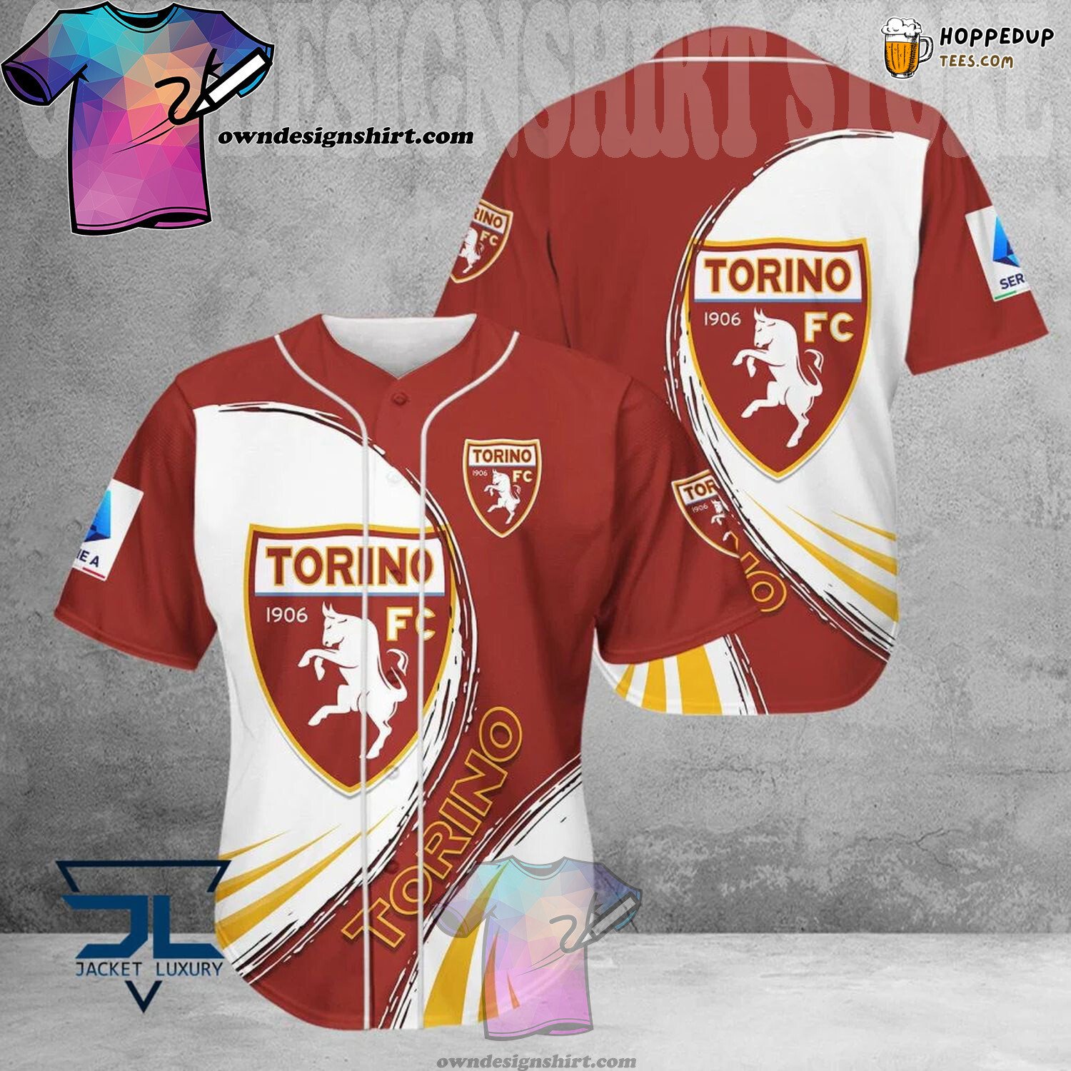 Torino FC White Maroon Yellow Baseball Jersey Unisex Shirt