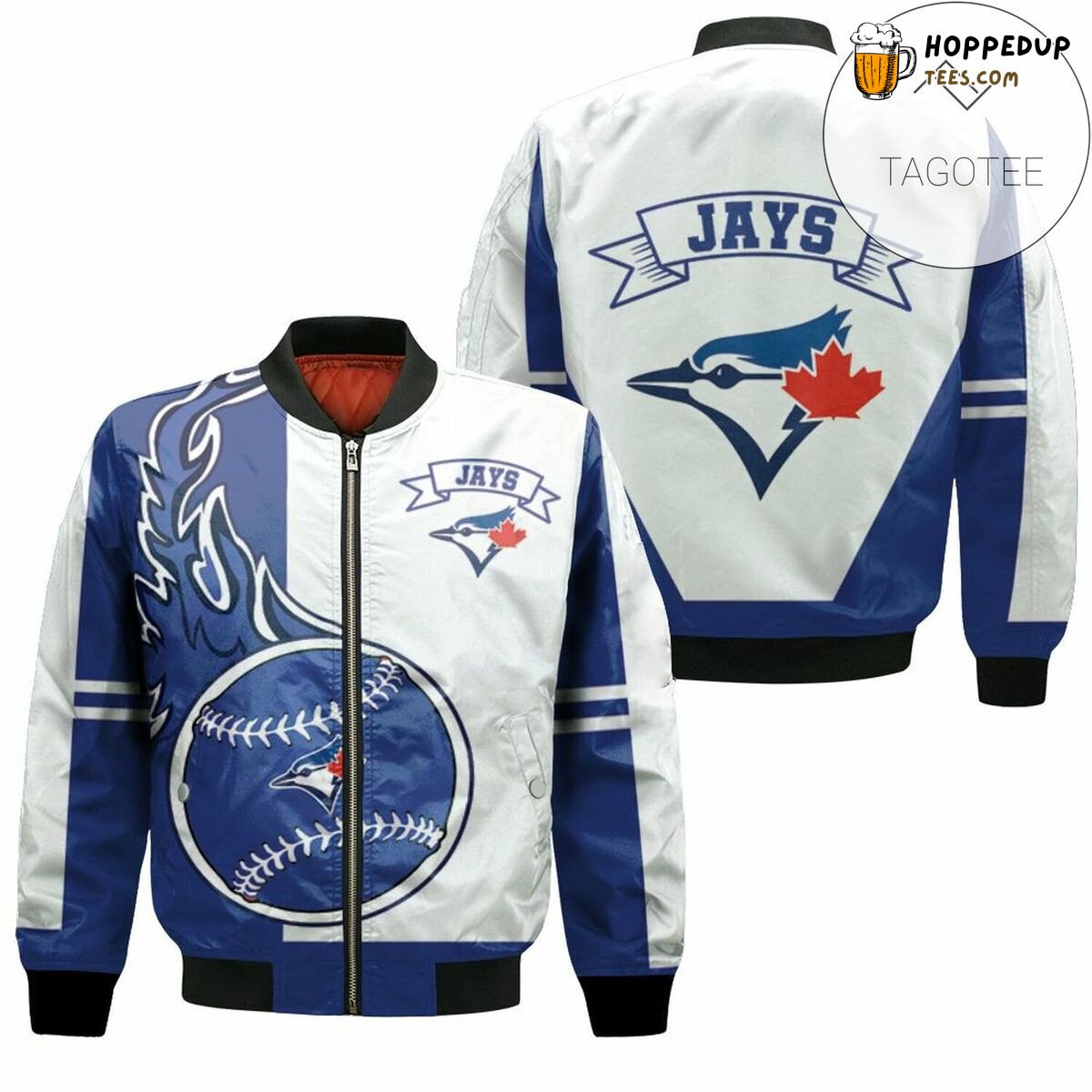 Toronto Blue Jays MLB White Blue Reverse Bomber Jacket Design