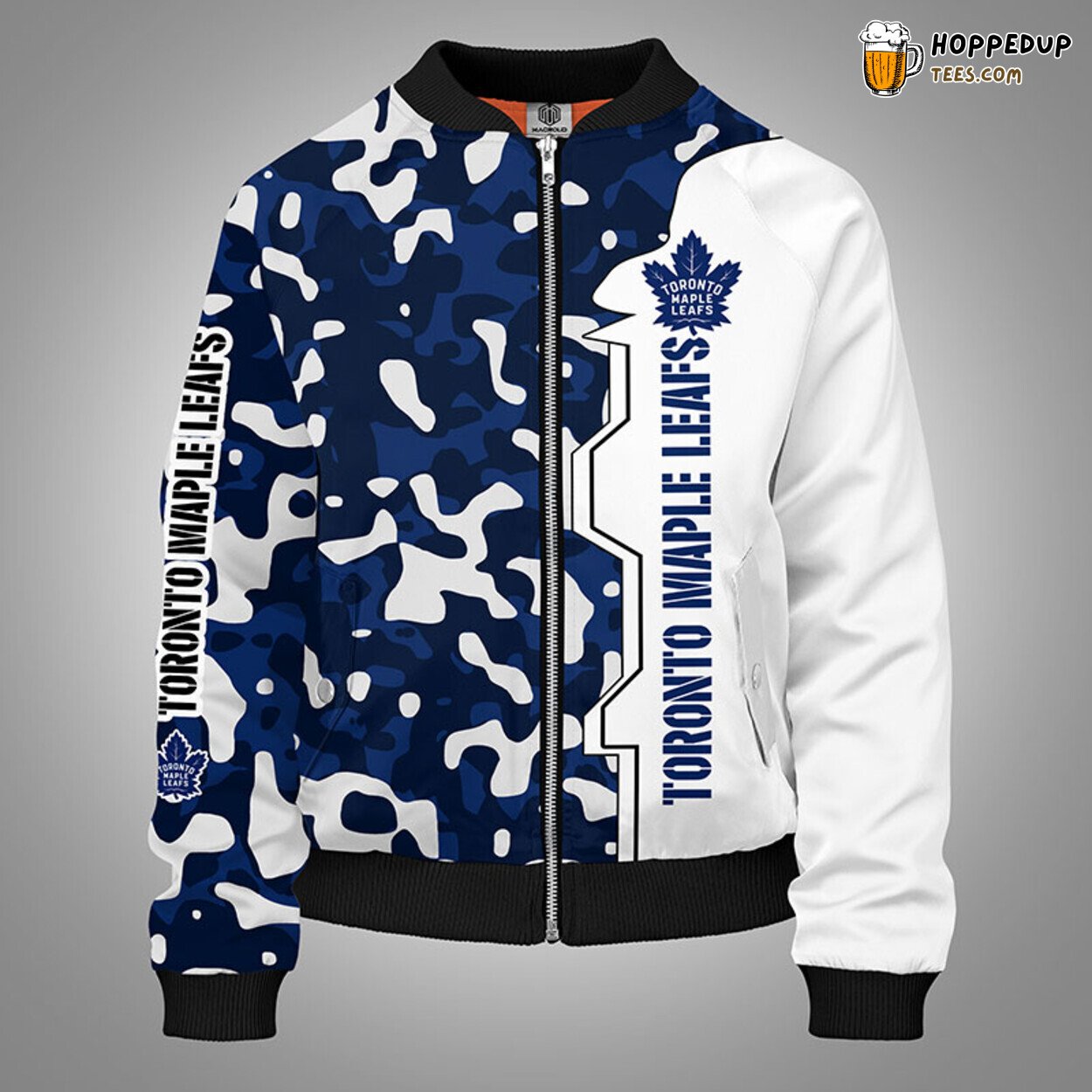 Toronto Maple Leafs NHL Camouflage Blue Bomber Jacket Stylish Look