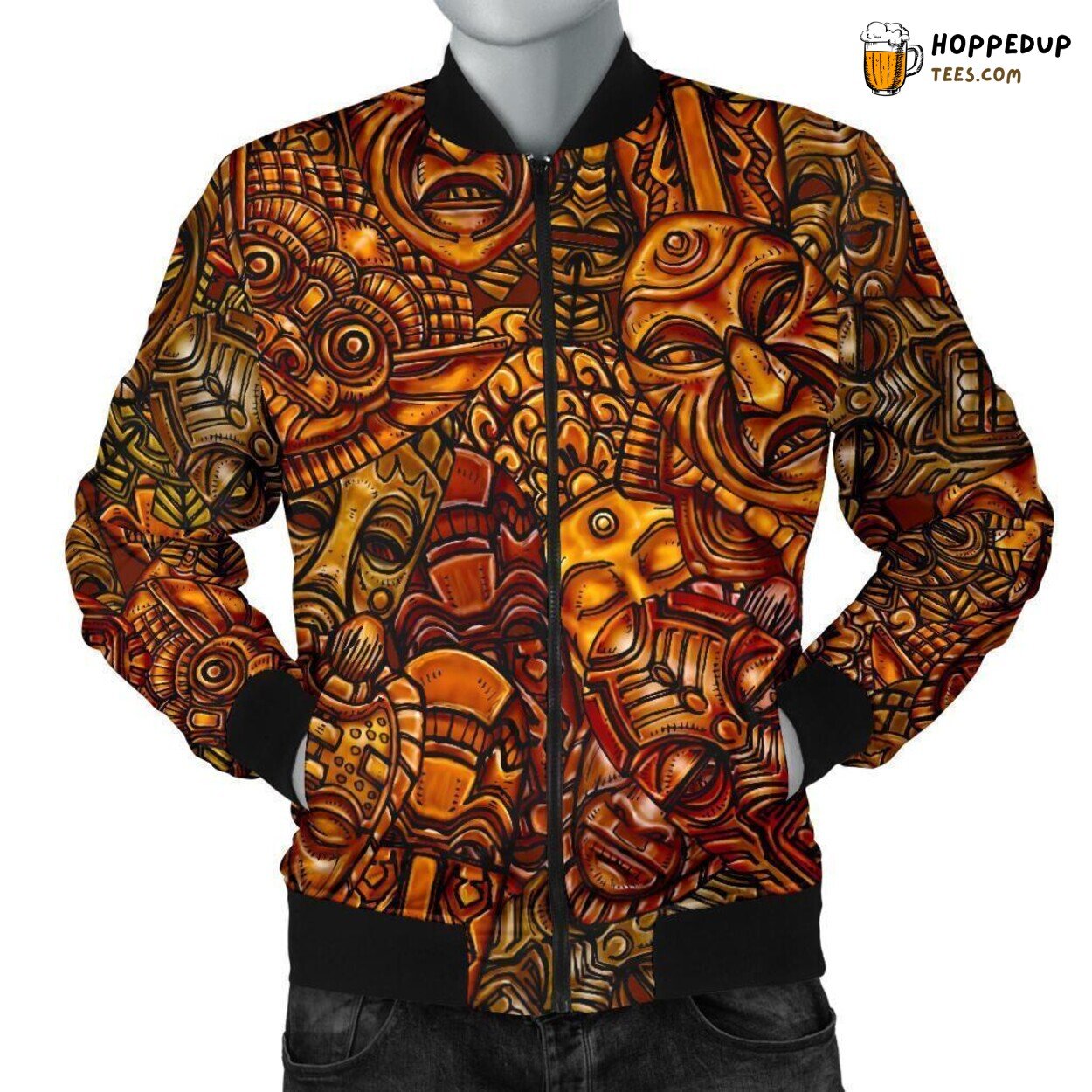 Totem Cultural Symbol Display Men’s Bomber Jacket Unique Pattern Design Art