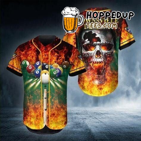 Townsville Demons Billiard Theme Skull Inspired Baseball Jersey Design Look