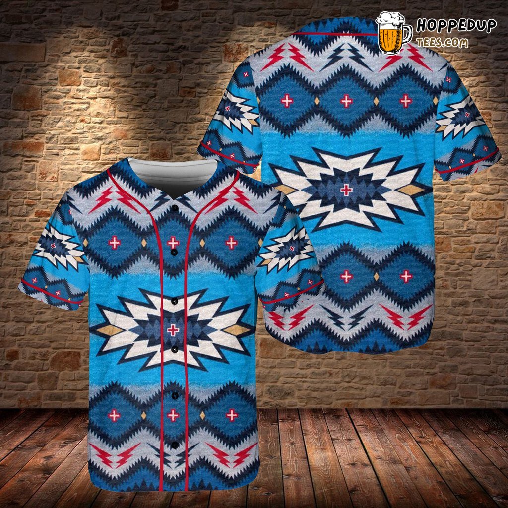 Traditional Blue Pattern Native 3D Printed Baseball Jersey Art