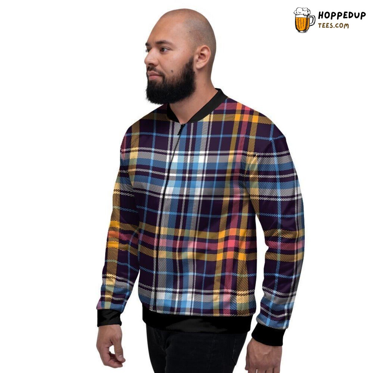 Traditional Design Tartan Plaid Men’s Bomber Jacket Scottish Inspired Fashion