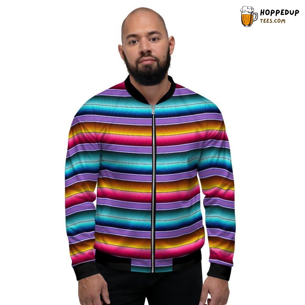 Traditional Mexican Baja Serape Pattern Men’s Bomber Jacket Heritage Showcase