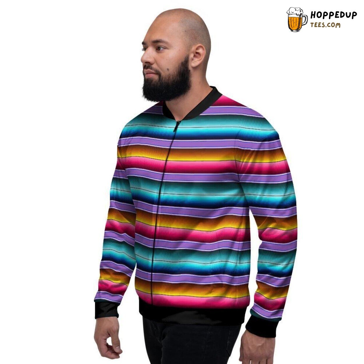 Traditional Mexican Baja Serape Pattern Men’s Bomber Jacket Heritage Showcase