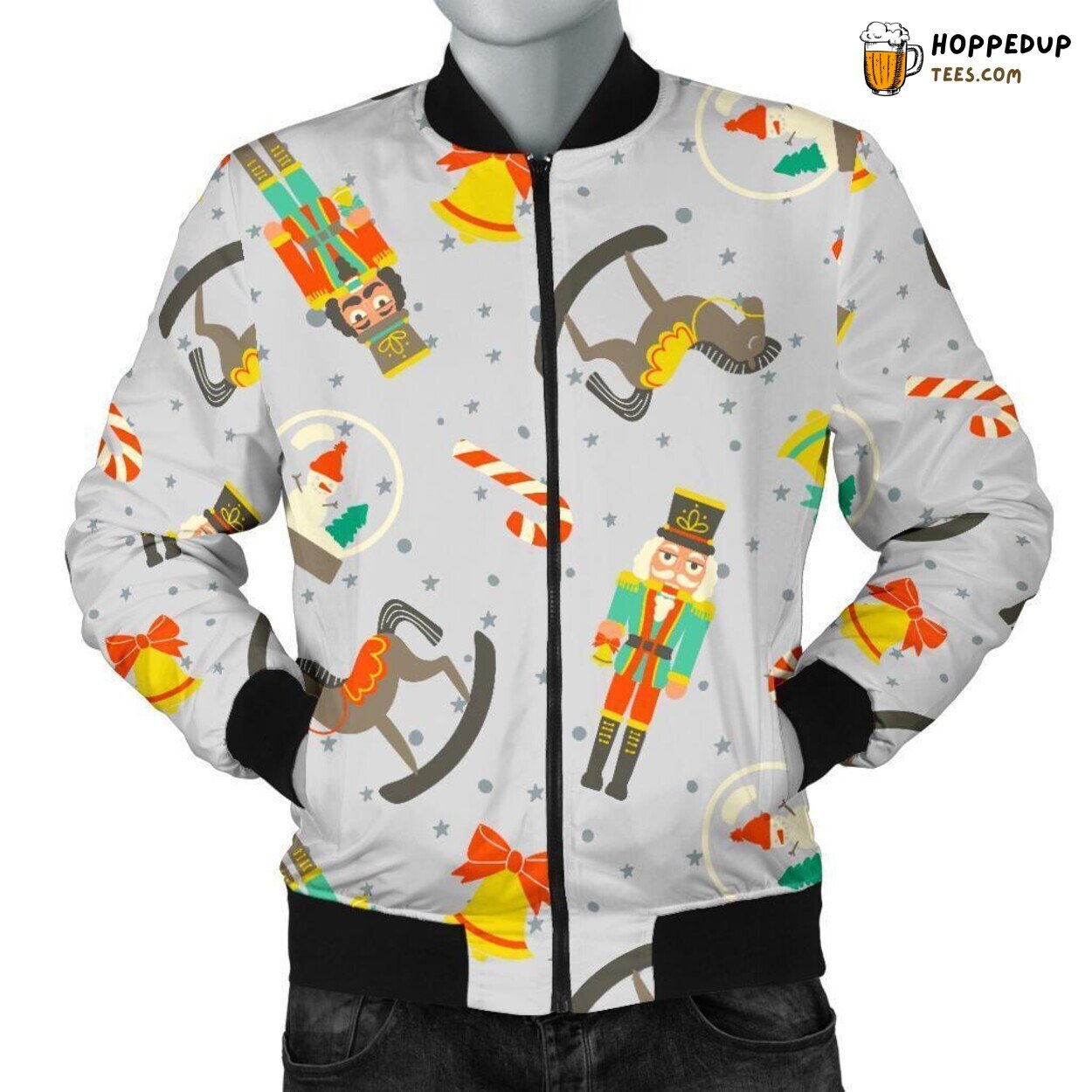 Traditional Nutcracker Design Men’s Bomber Jacket Distinct Pattern Tribute