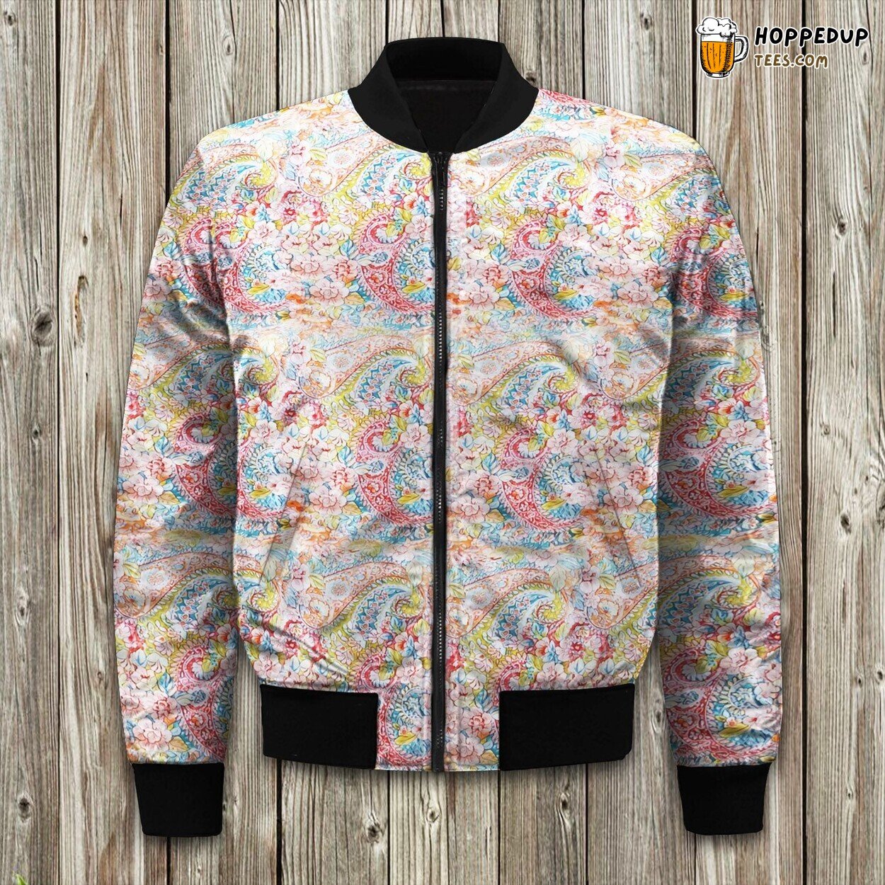 Traditional Paisley Design Winter Bomber Jacket Elegant Style Art