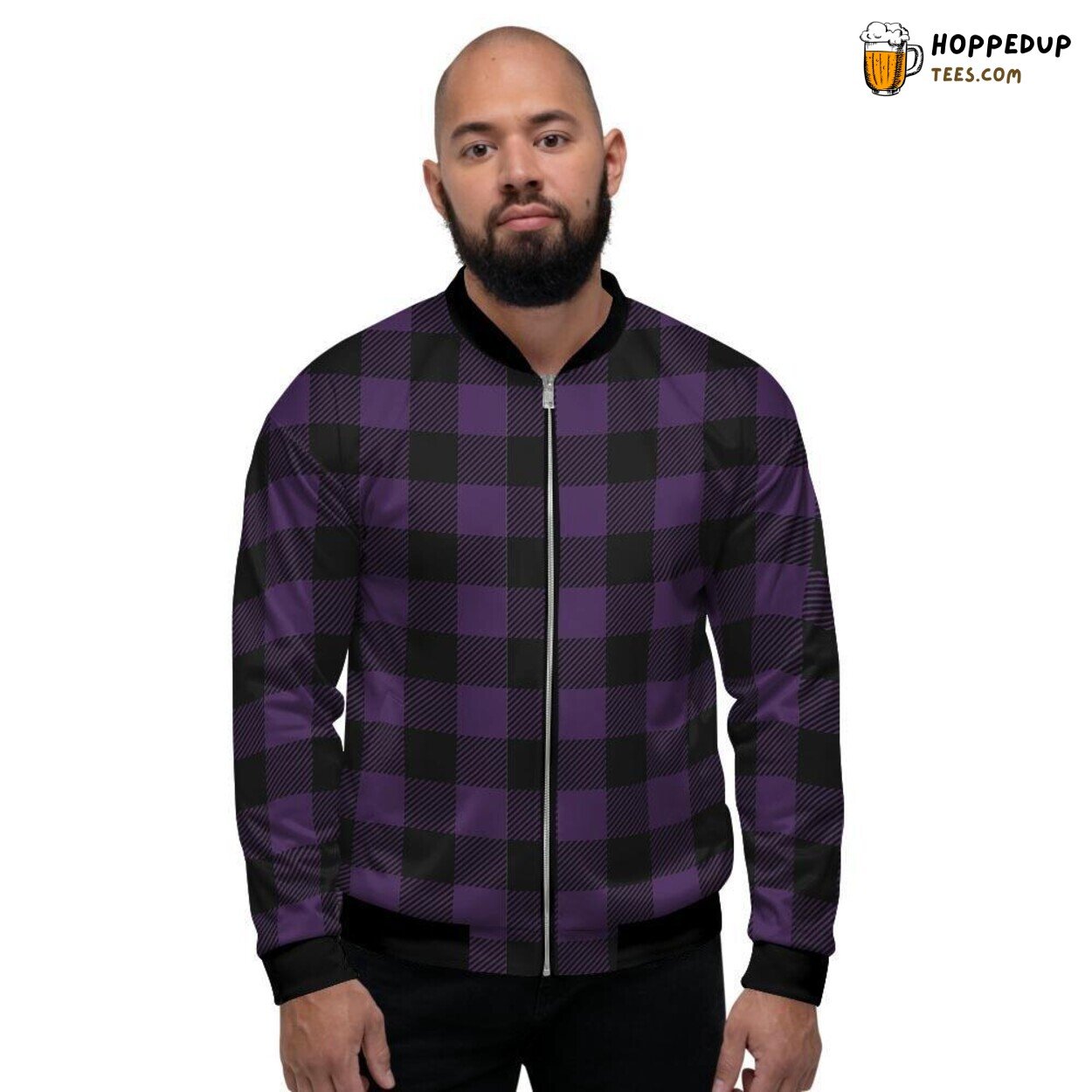 Traditional Purple Buffalo Plaid Design Men’s Bomber Jacket Classic Checkered Traditional Purple Buffalo Plaid Design Men’s Bomber Jacket Classic Checkered