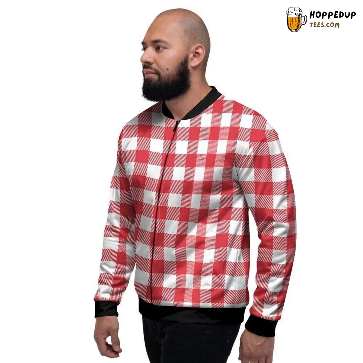 Traditional Red Lumberjack Plaid Design Men’s Bomber Jacket Classic Pattern