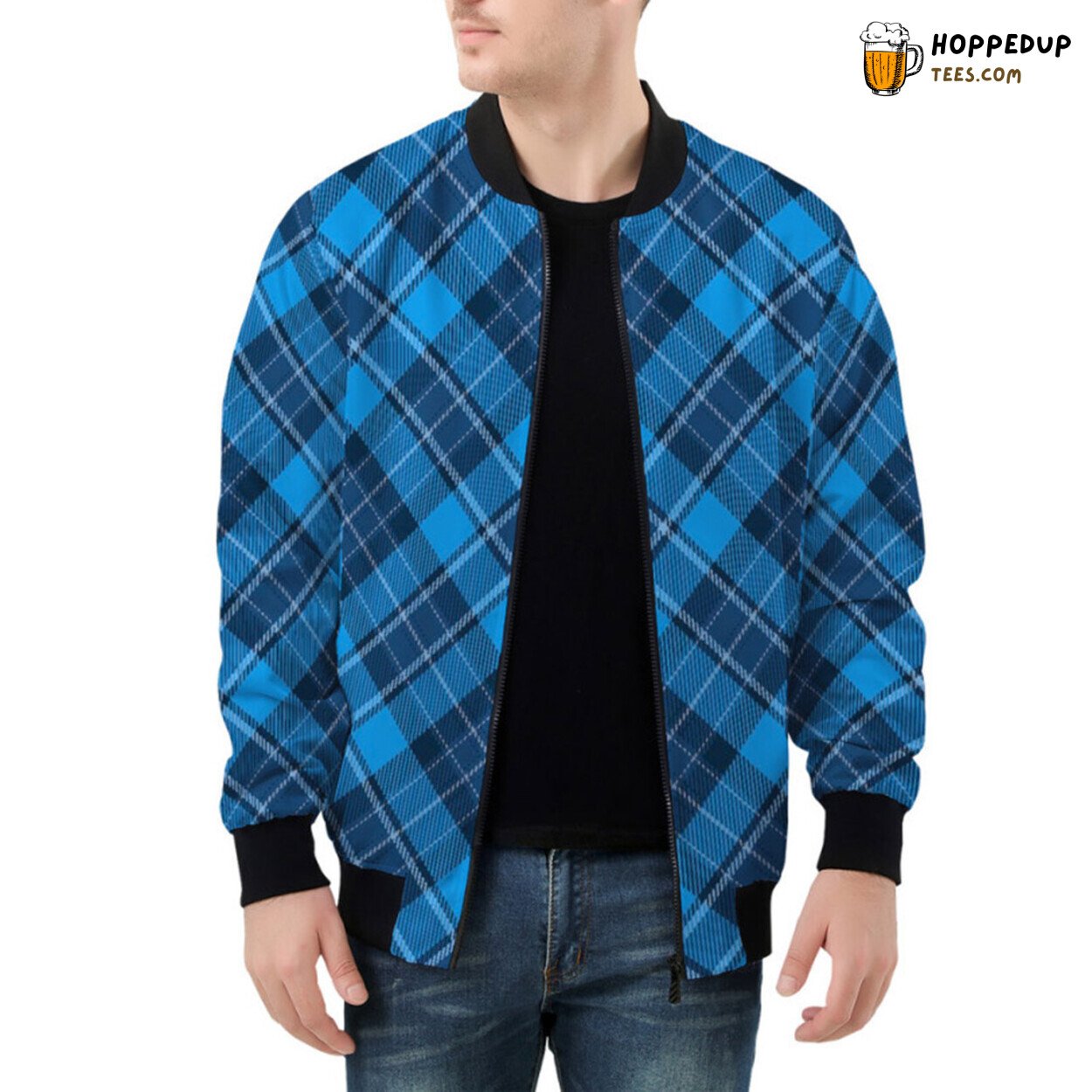 Traditional Scottish Tartan Plaid Embroidered Premium Bomber Jacket