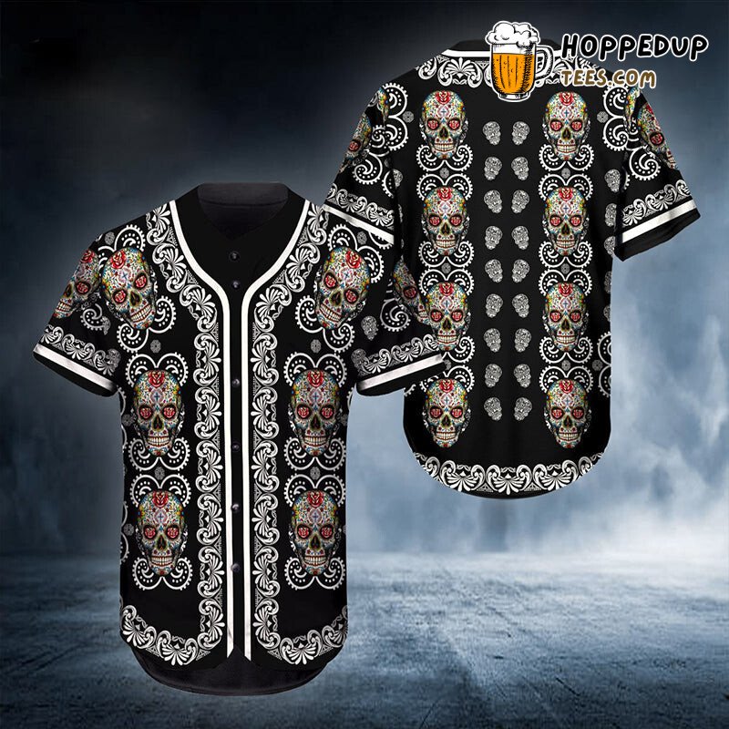 Traditional Sugar Skull Art 3D Printed Baseball Jersey Heritage