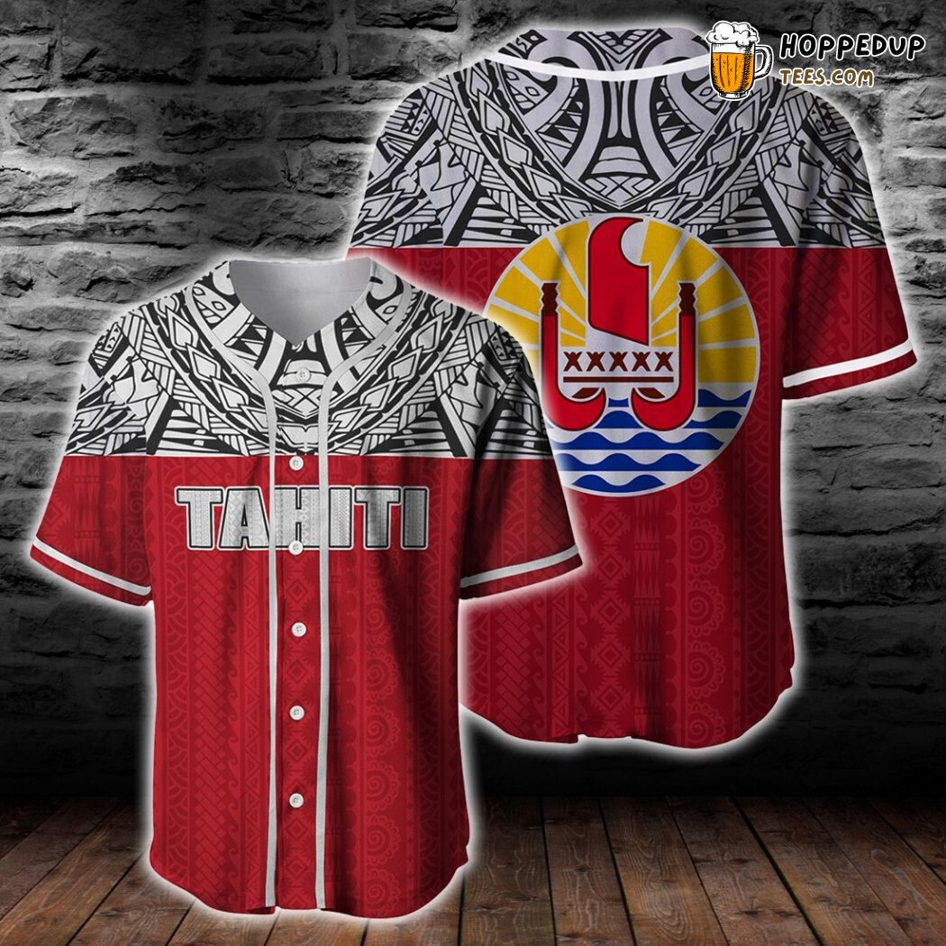 Traditional Tahiti Polynesian 3D Baseball Tee Jersey Shirt Style