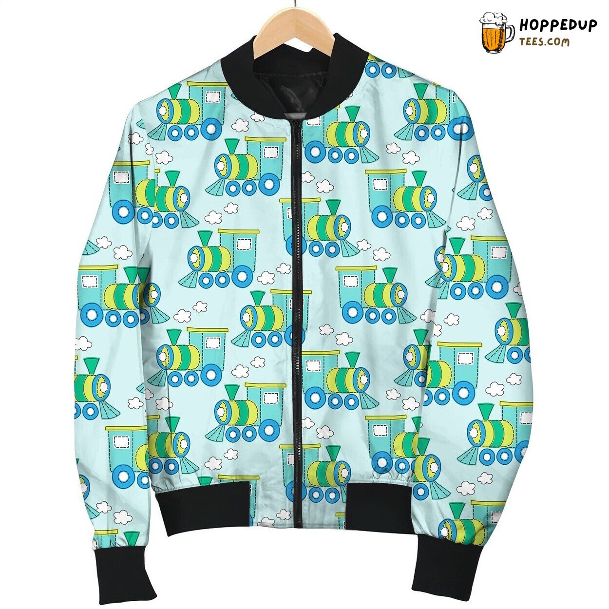 Train Green And Blue Bomber Jacket