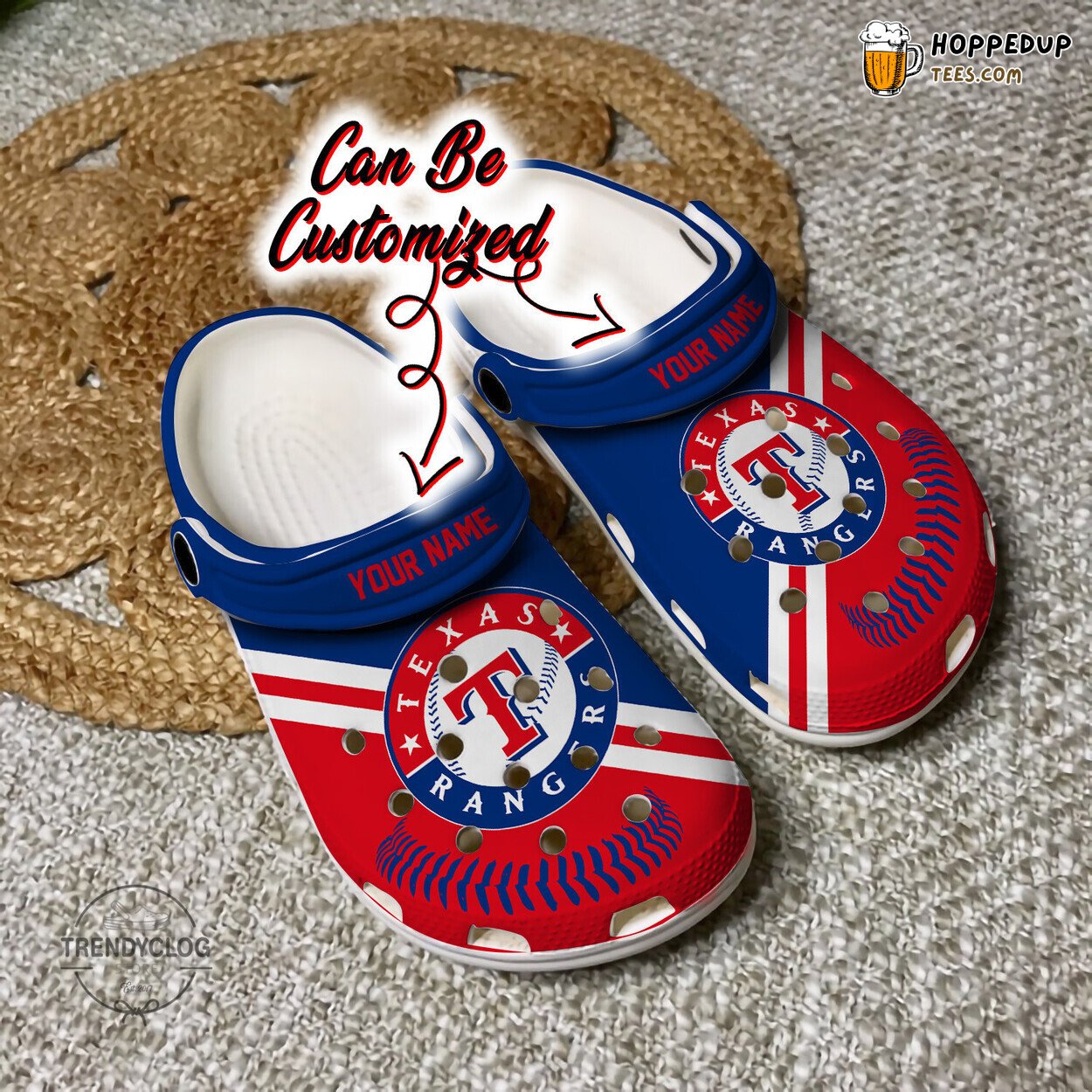 TRangers Baseball Personalized Logo Team Stylish Clog Shoes