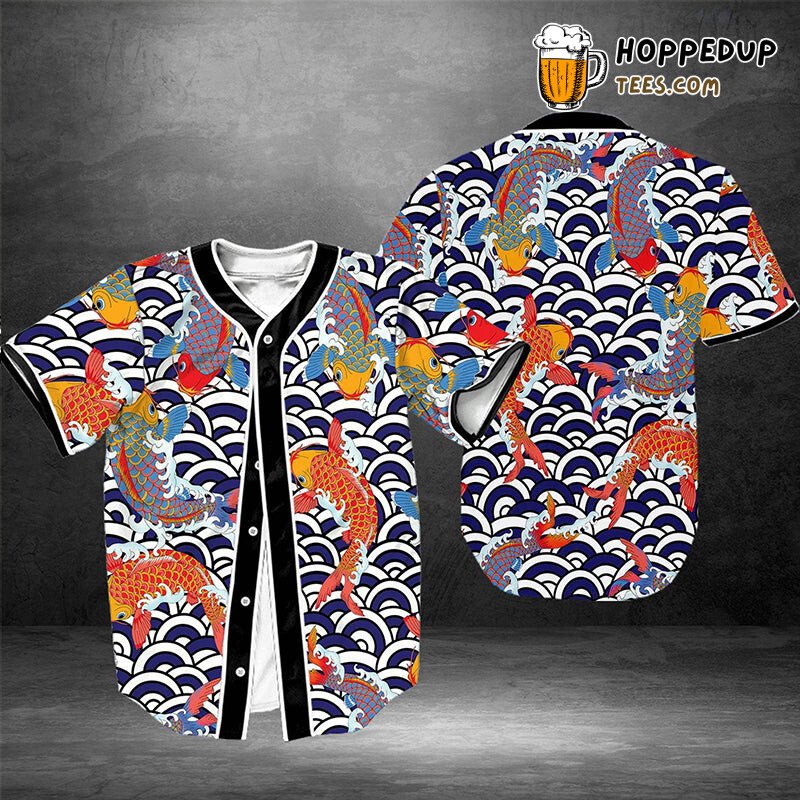 Tranquil Koi Pond Artistic 3D Printed Baseball Jersey Zen Style