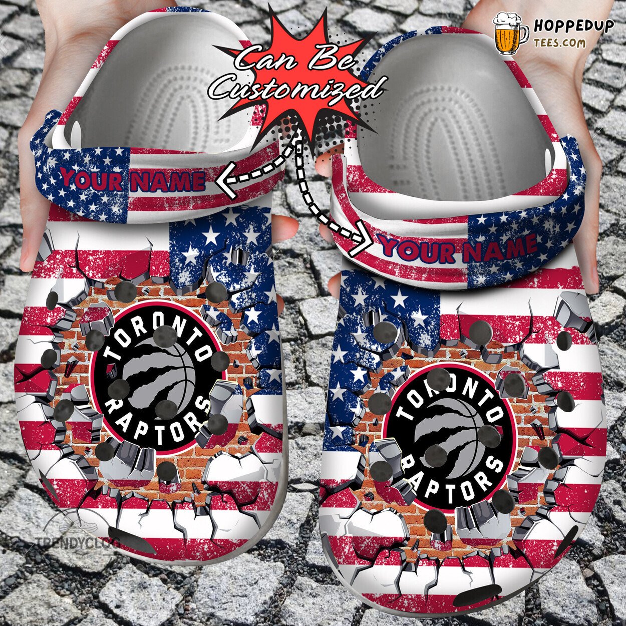 TRaptors Basketball American Flag Wall Breaking Personalized Clogs