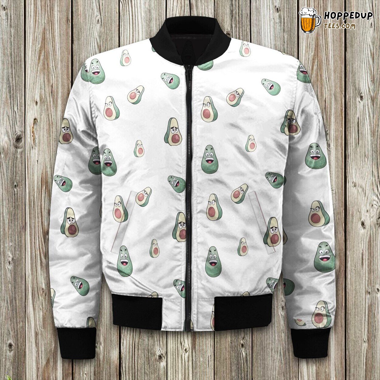 Trendy Avocado Theme Winter Bomber Jacket Fresh Fashion Touch