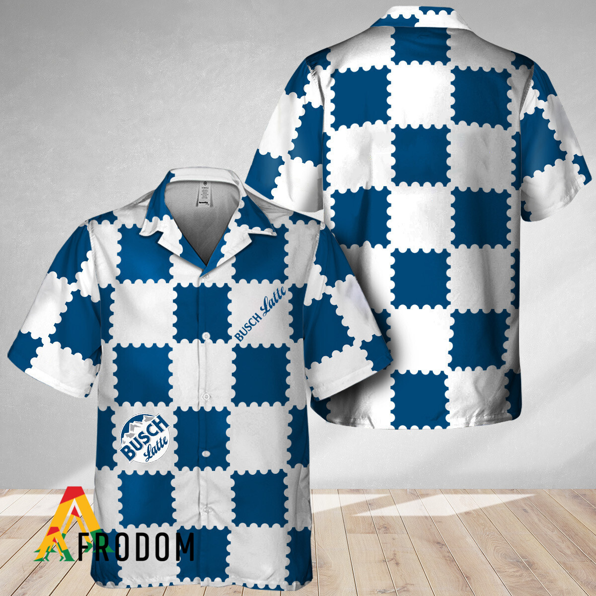 Trendy Gingham Hawaiian Shirt Busch Latte Style HU