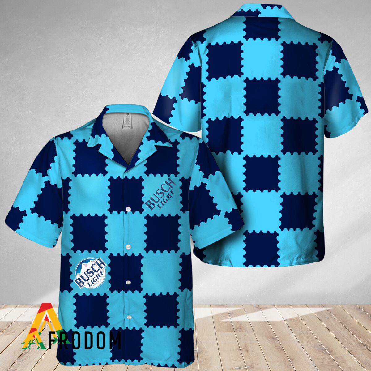 Trendy Gingham Hawaiian Shirt Busch Light Style HU
