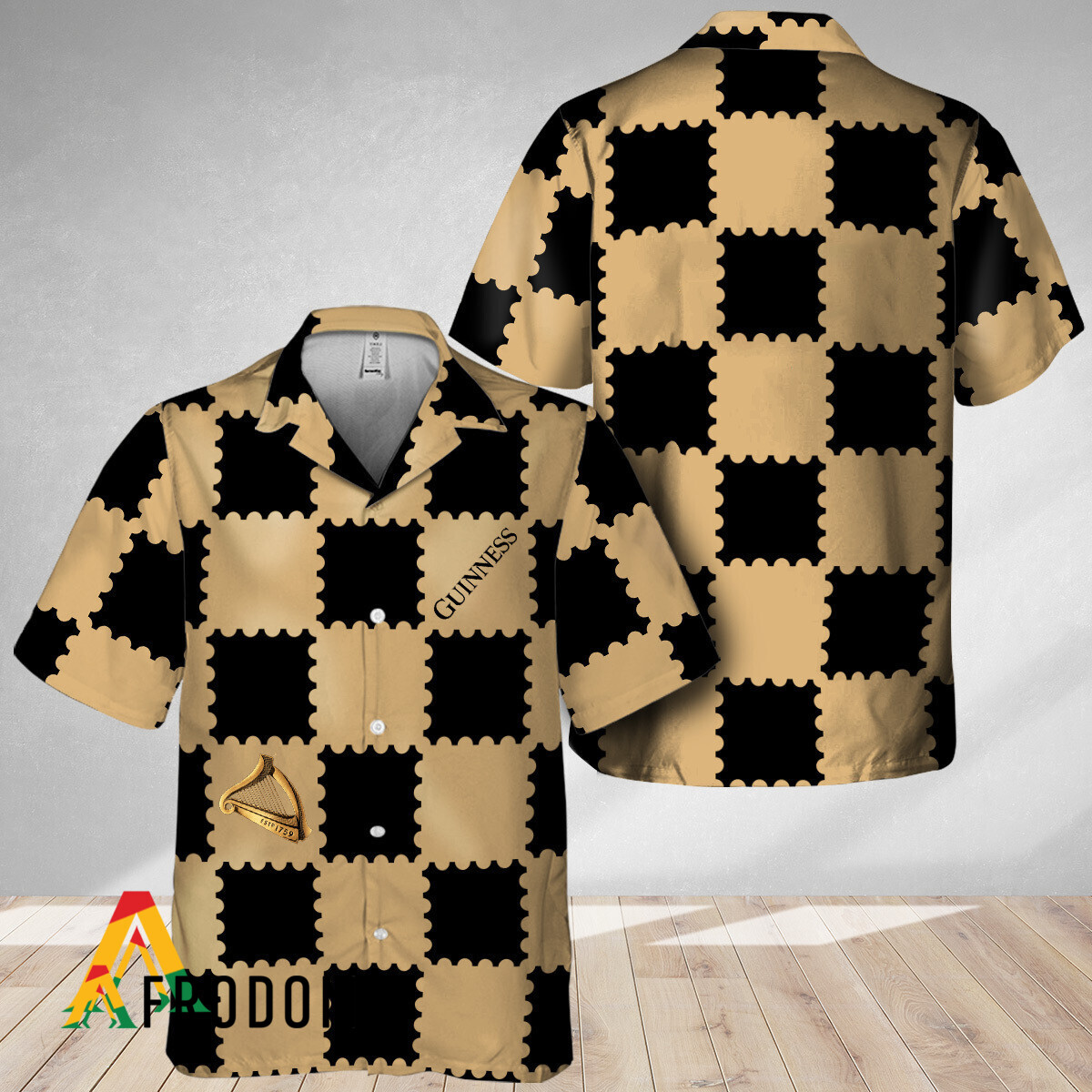 Trendy Gingham Hawaiian Shirt Guinness Beer Style HU