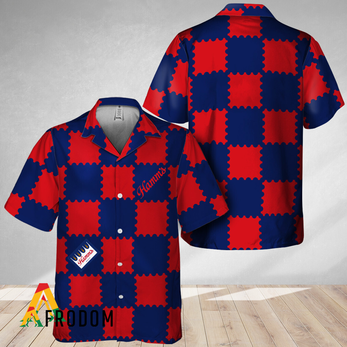 Trendy Gingham Hawaiian Shirt Hamm’S Beer Style HU