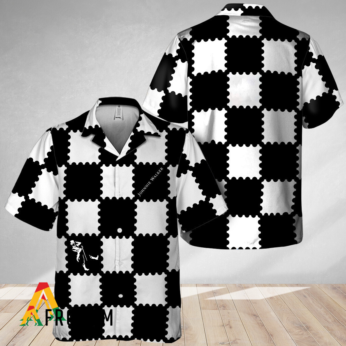 Trendy Gingham Johnnie Walker Hawaiian Shirt HU